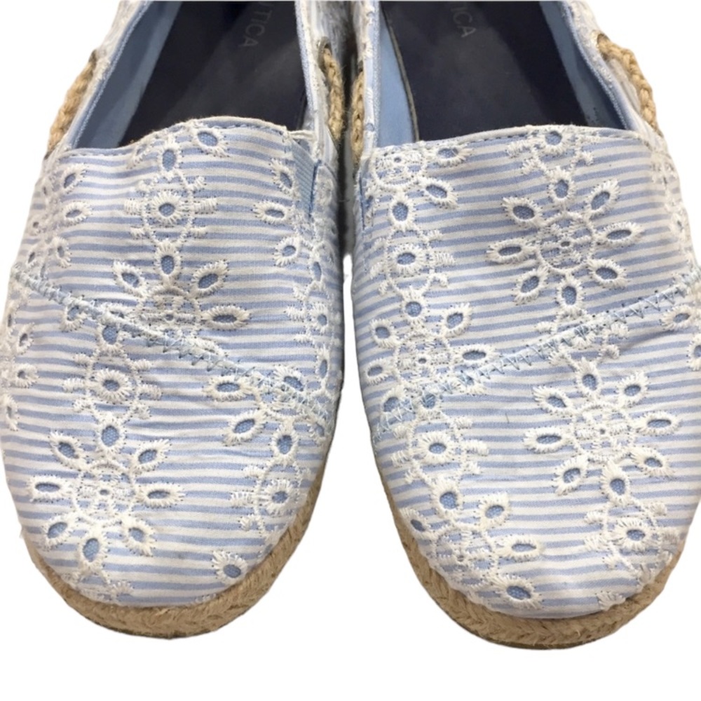 Nautica Blue & White Eyelet Espadrille Flats - Picture 3 of 8